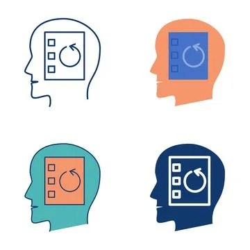 Obsessive compulsive disorder flat and line icon set Stock Illustration