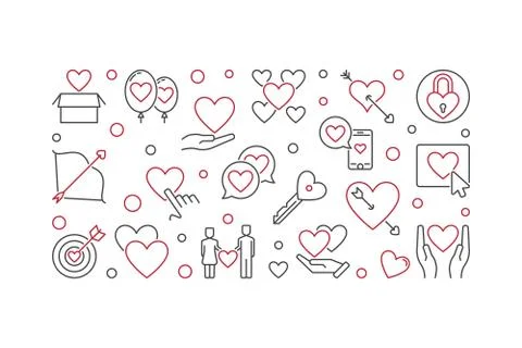 Obsessive Love vector concept banner in outline style Stock Illustration