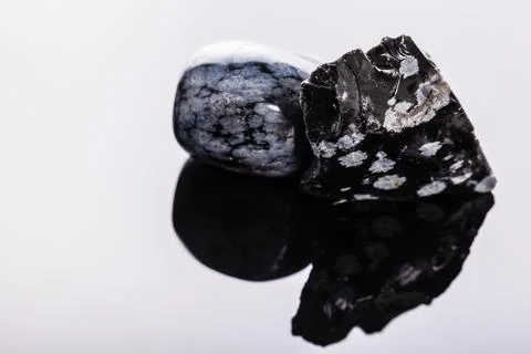 Obsidian pieces macro Stock Photos