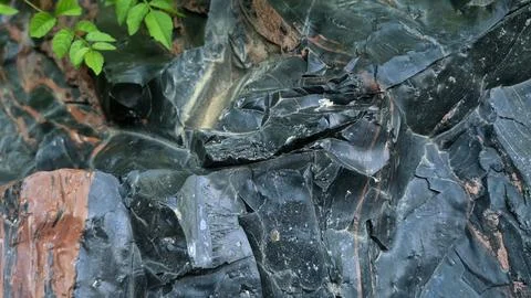 Obsidian stone background, stone wall background Stock Photos