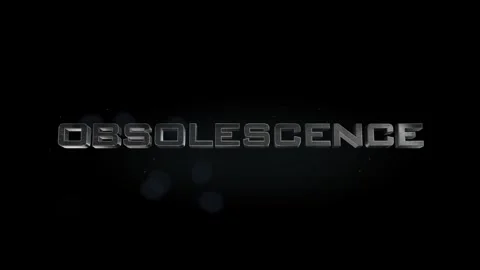 Obsolescence 3D title metal text on black alpha channel background Stock Footage 256616532
