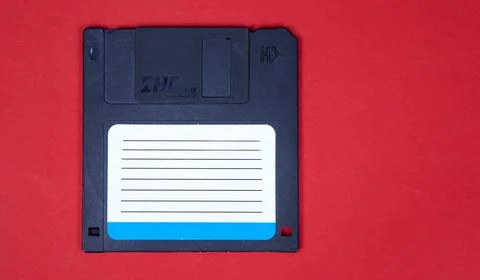 Obsolete computer floppy disks on a colored background, isolated, Stock Photos