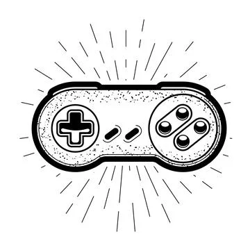 Obsolete game controller, rounded gamepad, retro joystick, vector Stock Illustration