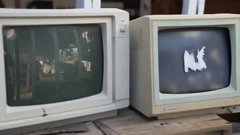 Obsolete monitors in abandoned building Stock Footage 171380656