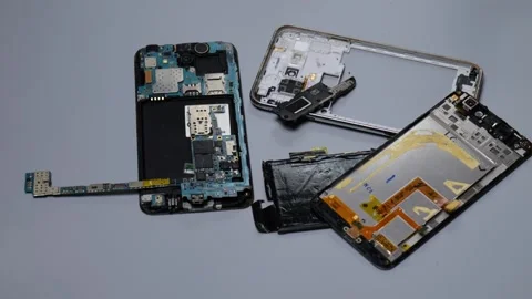 Obsolete old recycle mobile phone and broken smartphones,mobile phone recyc.. Stock Footage 256081050