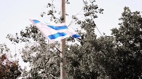 Obsolete video Flag of Israel flapping in wind Stock-Footage 54134405