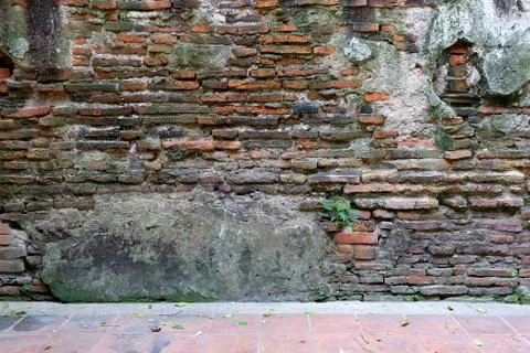 Obsoleted Old Brick Wall Background. Stock Photos