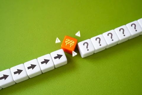 An obstacle blocking the path. Concerns and issues. Face problems and challen 스톡 사진