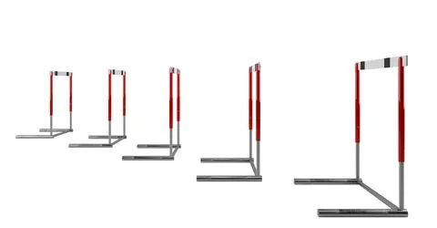 Obstacle course. difficulty to overcome the problem to achieve success. 3d Stock Illustration