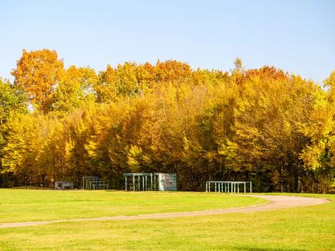 Obstacle course in the fall training orange park Stock Photos