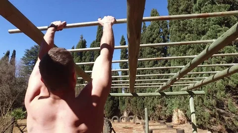 Obstacle Course - Monkey Bars 2 Stock Footage