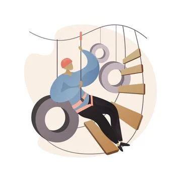 Obstacle course park abstract concept vector illustration. Illustrazione stock