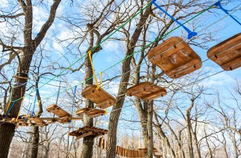 Obstacle course for training in the park Stock Photos