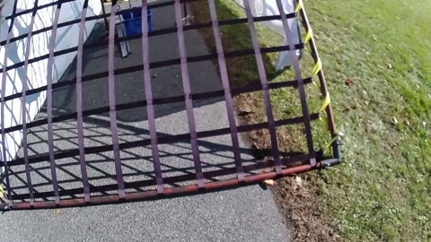 Obstacle POV Point of View up and over cargo net Video stock 171180588