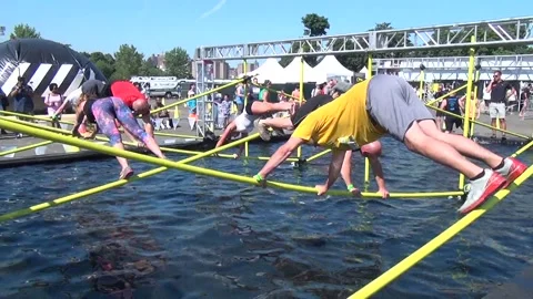 Obstacle Racing water obstacle Video stock 171241508