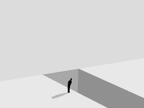 Obstacles and problems, Risk assessment, Businessman standing looking at th.. Stock Illustration