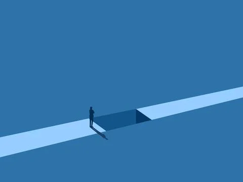 Obstacles, Challenges, Businessman Thinks Standing on the Gap Stock Illustration