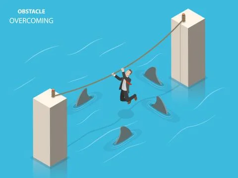 Obstacles overcoming flat isometric vector concept. Stock Illustration