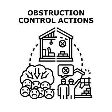 Obstruction control actions for solving business problems Stock Illustration
