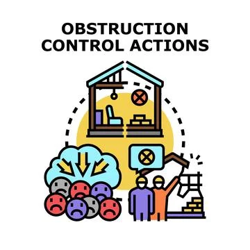 Obstruction control actions for solving business problems Stock Illustration