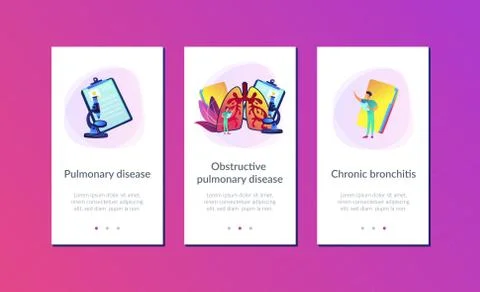 Obstructive pulmonary disease app interface template. Stock Illustration