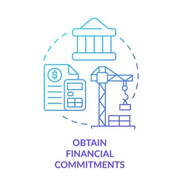 Obtain financial commitments blue gradient concept icon Stock Illustration