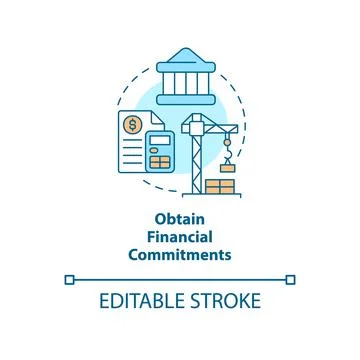 Obtain financial commitments concept icon Stock Illustration