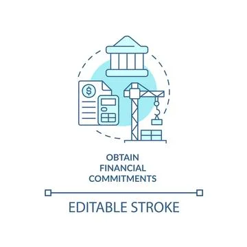 Obtain financial commitments turquoise concept icon Stock Illustration