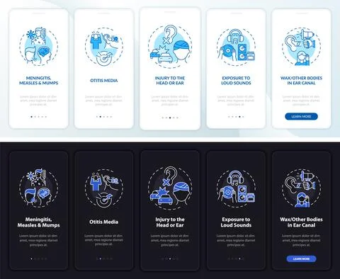 Obtained deafness onboarding mobile app page screen with concepts Illustrazione stock