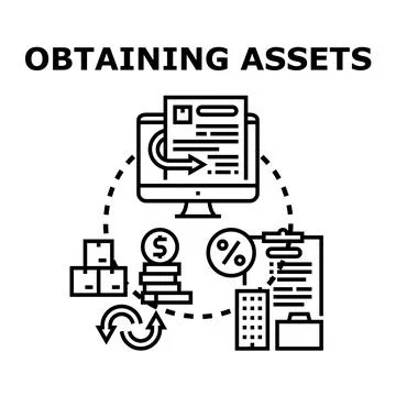 Obtaining assets financial management process illustration Stock Illustration