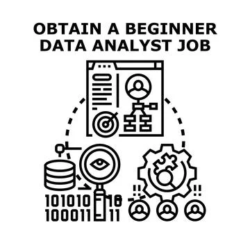 Obtaining beginner data analyst job career path Stock Illustration
