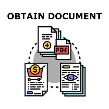 Obtaining digital and paper documents process concept Ilustração Stock