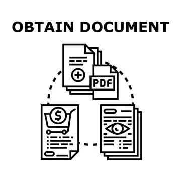 Obtaining digital and paper documents process concept Stock Illustration