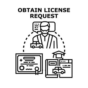 Obtaining driver license permit request process concept Stock Illustration