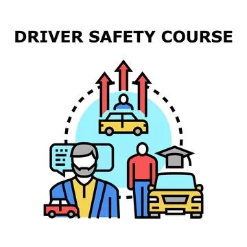 Obtaining driver safety course license and skill development Stock Illustration