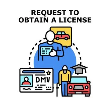 Obtaining a driving license concept with application process Stock Illustration