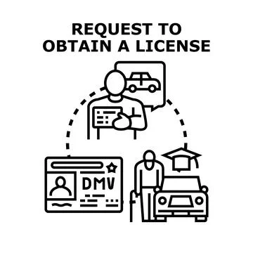 Obtaining a driving license concept with application process Stock Illustration