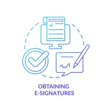 Obtaining e-signatures blue gradient concept icon Illustrazione stock
