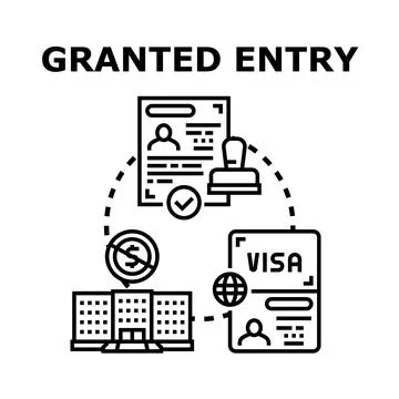 Obtaining entry visa, passport stamp and official documents 스톡 일러스트