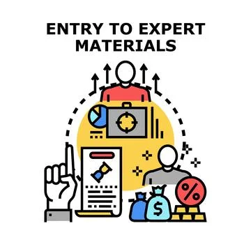 Obtaining expert knowledge and financial materials concept Stock Illustration