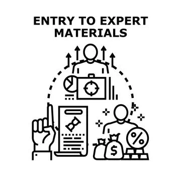 Obtaining expert knowledge and financial materials concept Stock Illustration