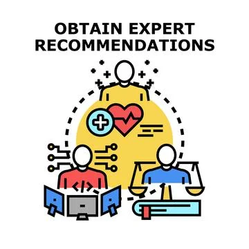 Obtaining expert recommendations across professional fields concept Stock Illustration