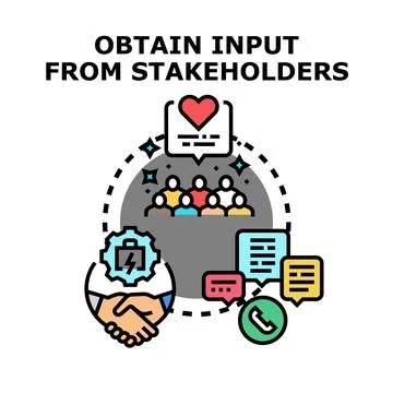 Obtaining input from stakeholders concept vector illustration Stock Illustration