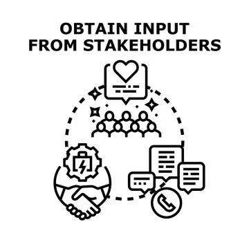 Obtaining input from stakeholders concept vector illustration Stock Illustration