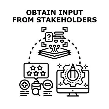 Obtaining input from stakeholders for project development Illustrazione stock