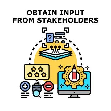 Obtaining input from stakeholders for project development Illustrazione stock