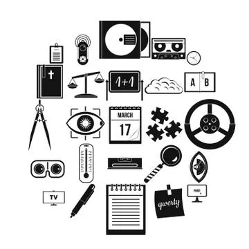 Obtaining knowledge icons set, simple style 스톡 일러스트