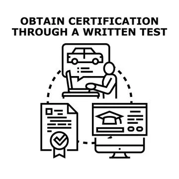 Obtaining license certification and online examination concept Stock Illustration