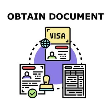 Obtaining official document and visa application process Stock Illustration