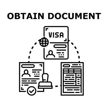 Obtaining official document and visa application process Stock Illustration